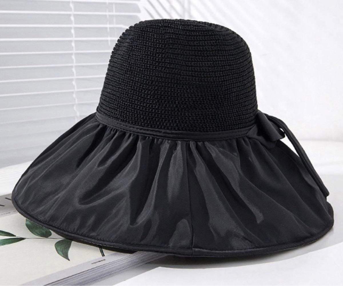 麦わら帽子　折りたたみ　UVカット　紫外線対策　日焼け止め　レジャー　旅行　新品　 通気性 軽量　小顔効果　つば広帽子　アウトドア