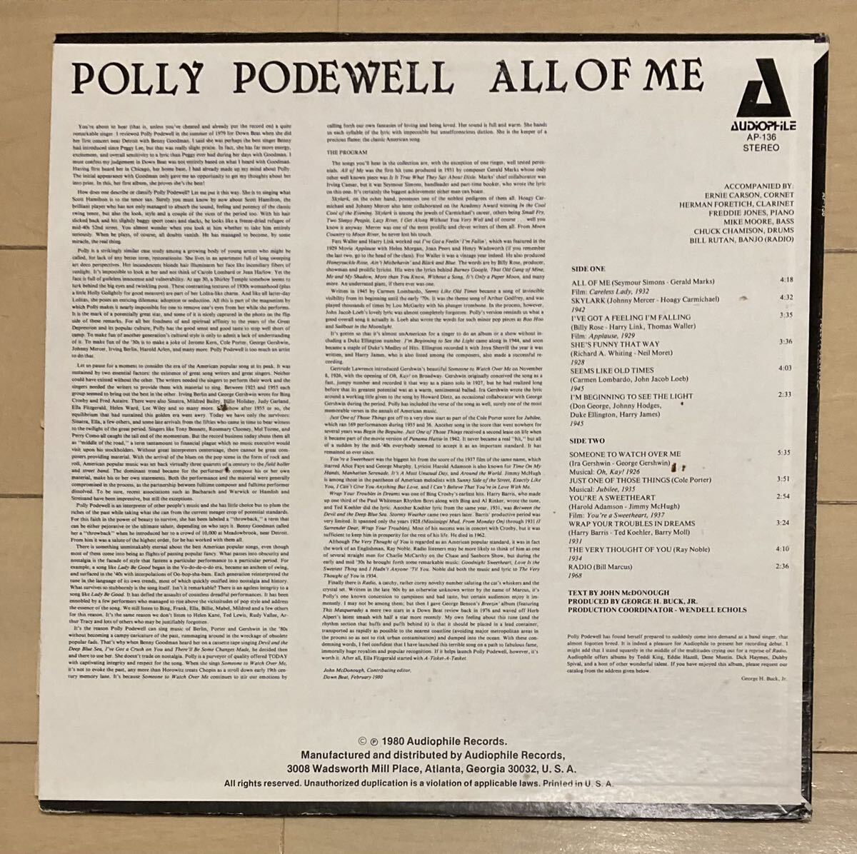 Polly Podewell / All Of Me '80年US盤 ジャズヴォーカル好盤の画像2