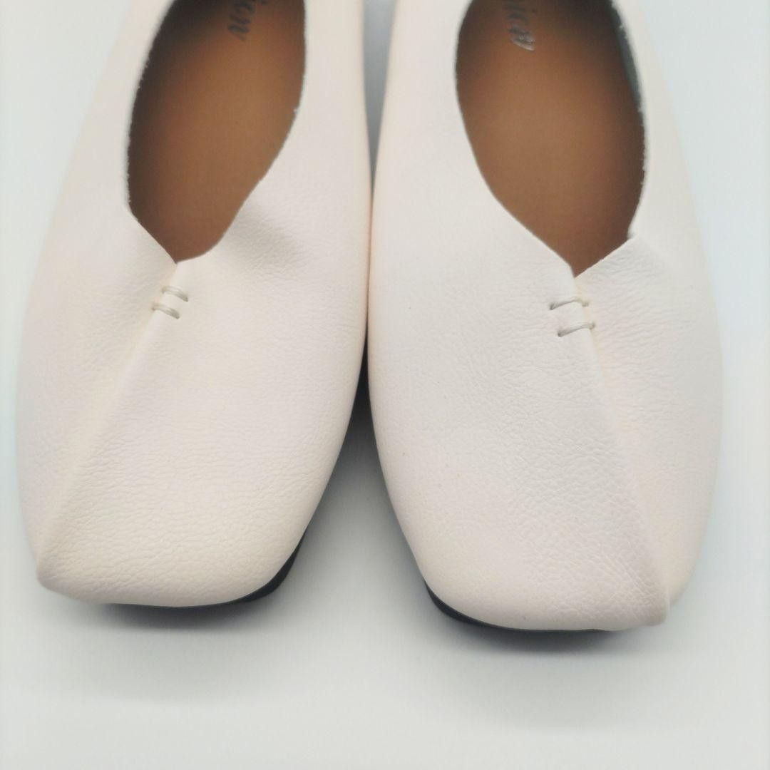 [ очень популярный!] белый 24.5cm плоская обувь туфли-лодочки Bab колодка 2Way белый туфли без застежки Flat удобный обувь 