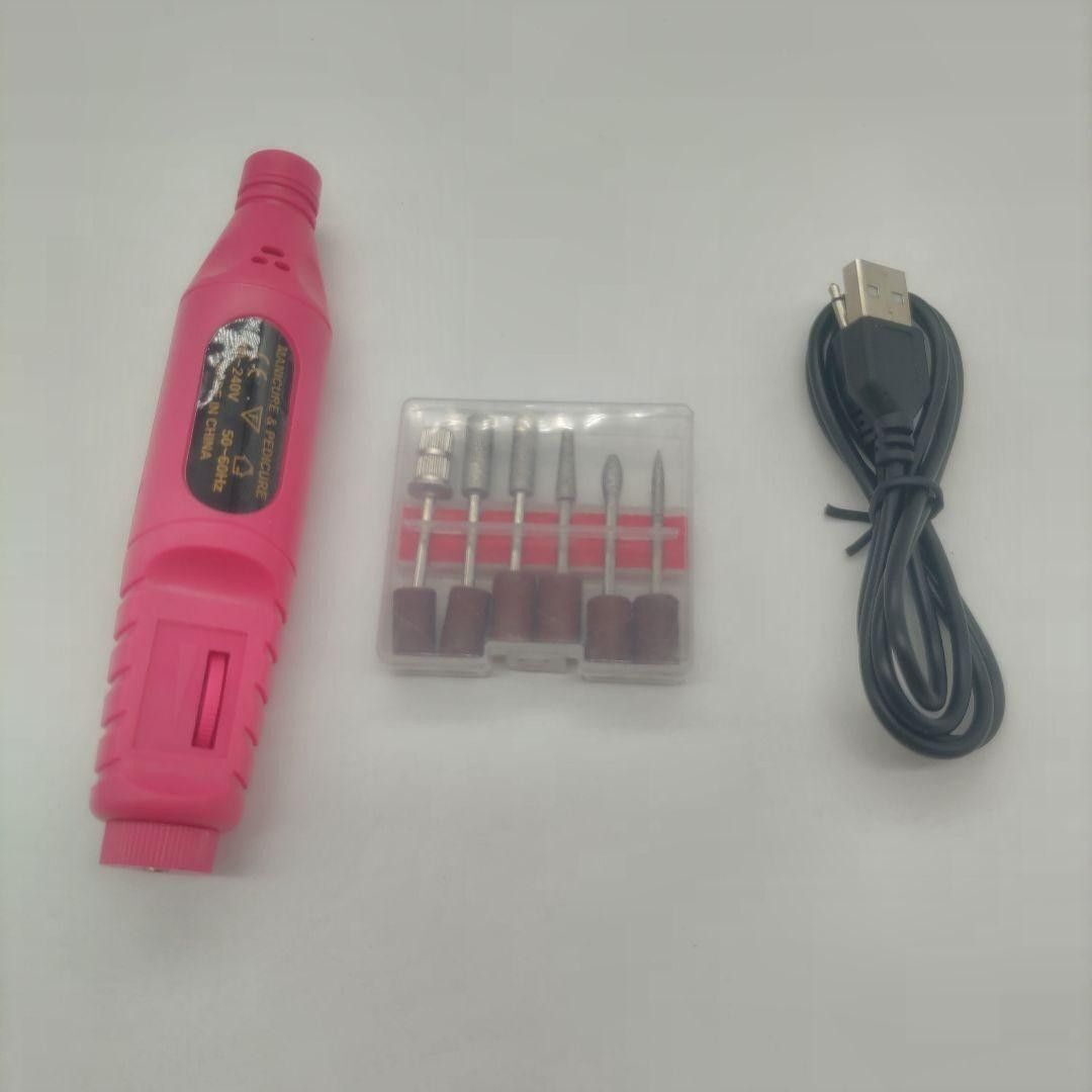 【お買い得♪】ピンク ミニルーターセット USB リューター ビット ネイル　DIY バリ取り　ルーター　ネイルオフ