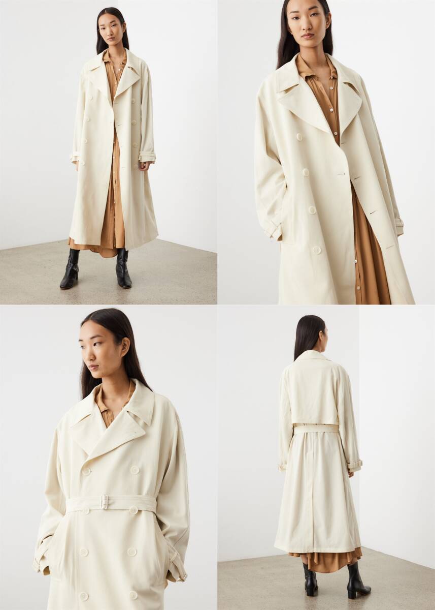 LEMAIRE 22SS 新品 soft coat XS almond milk クリストフ・ルメール トレンチコート スプリングコート ステンカラー ユニセックス 元HERMES_画像2