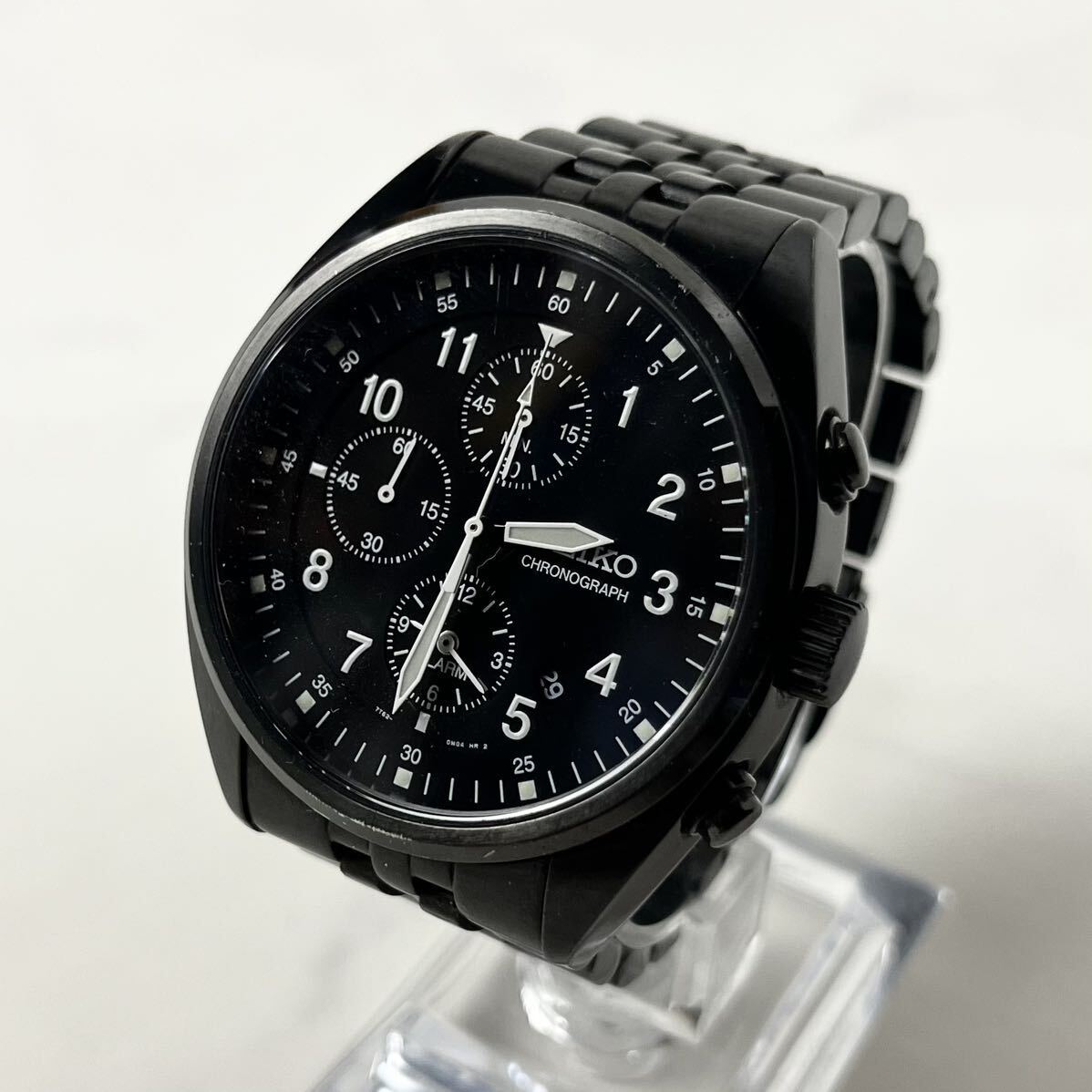 【希少】 SEIKO セイコー パワーデザイン プロジェクト クロノグラフ 7T62-0JG0 アナログ 腕時計 ウォッチ メンズ ブラック 稼働 実働_画像1