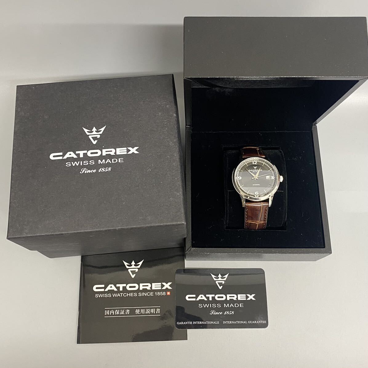 1円 稼働品 箱有 CATOREX カトレックス 8162 17石 自動巻 クロコダイル ベルト AT 自動巻き 腕時計 の画像2