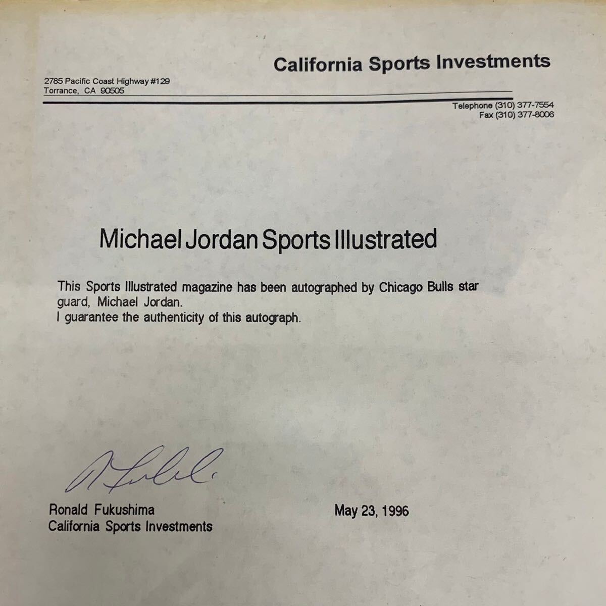 1 jpy rare rare Michael Jordan autograph autograph North Caro laina university basketball NBA collection california sports investments
