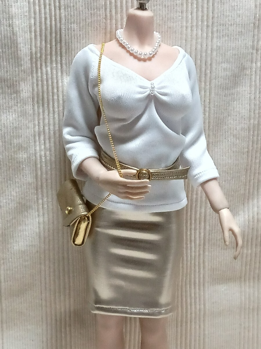 TBLeague*Phicen*fa Ise n[S42][S07] put on . attaching possible : white. tops & champagne gold. tight skirt back belt set 