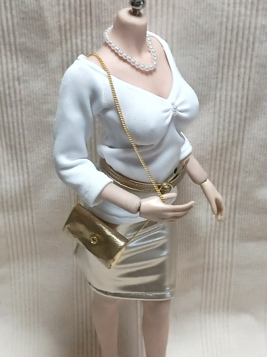 TBLeague*Phicen*fa Ise n[S42][S07] put on . attaching possible : white. tops & champagne gold. tight skirt back belt set 