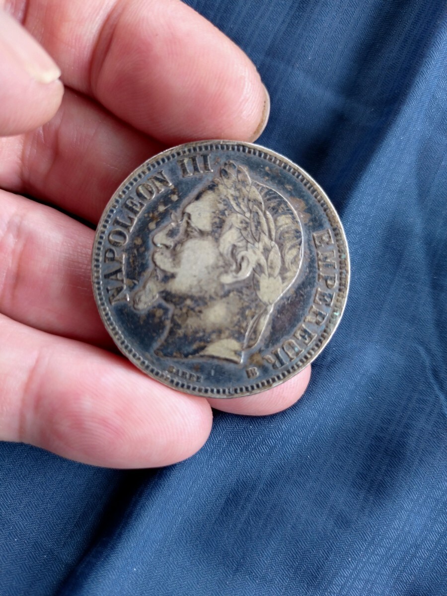 ☆送料無料 第二帝政期 ナポレオン3世 5フラン銀貨 1868年 アンティークコインの画像3