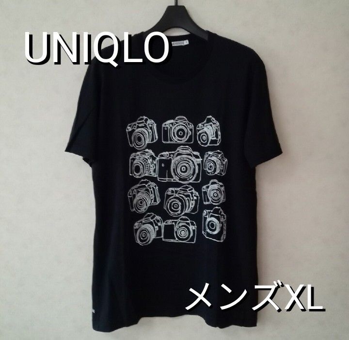 【値下げしました】UNIQLO  ユニクロ ／ UT キャノン EOS デザイン  半袖 Tシャツ 黒  メンズXL