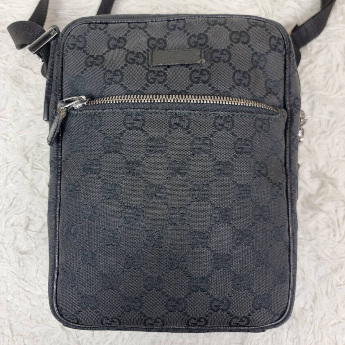 1円スタート!! GUCCI グッチ GG柄 GGキャンバス×レザー ショルダーバッグ トート 斜め掛けかばん レディース メンズ ブラック 黒 03136_画像2