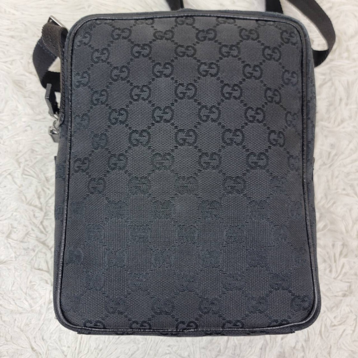 1円スタート!! GUCCI グッチ GG柄 GGキャンバス×レザー ショルダーバッグ トート 斜め掛けかばん レディース メンズ ブラック 黒 03136_画像3