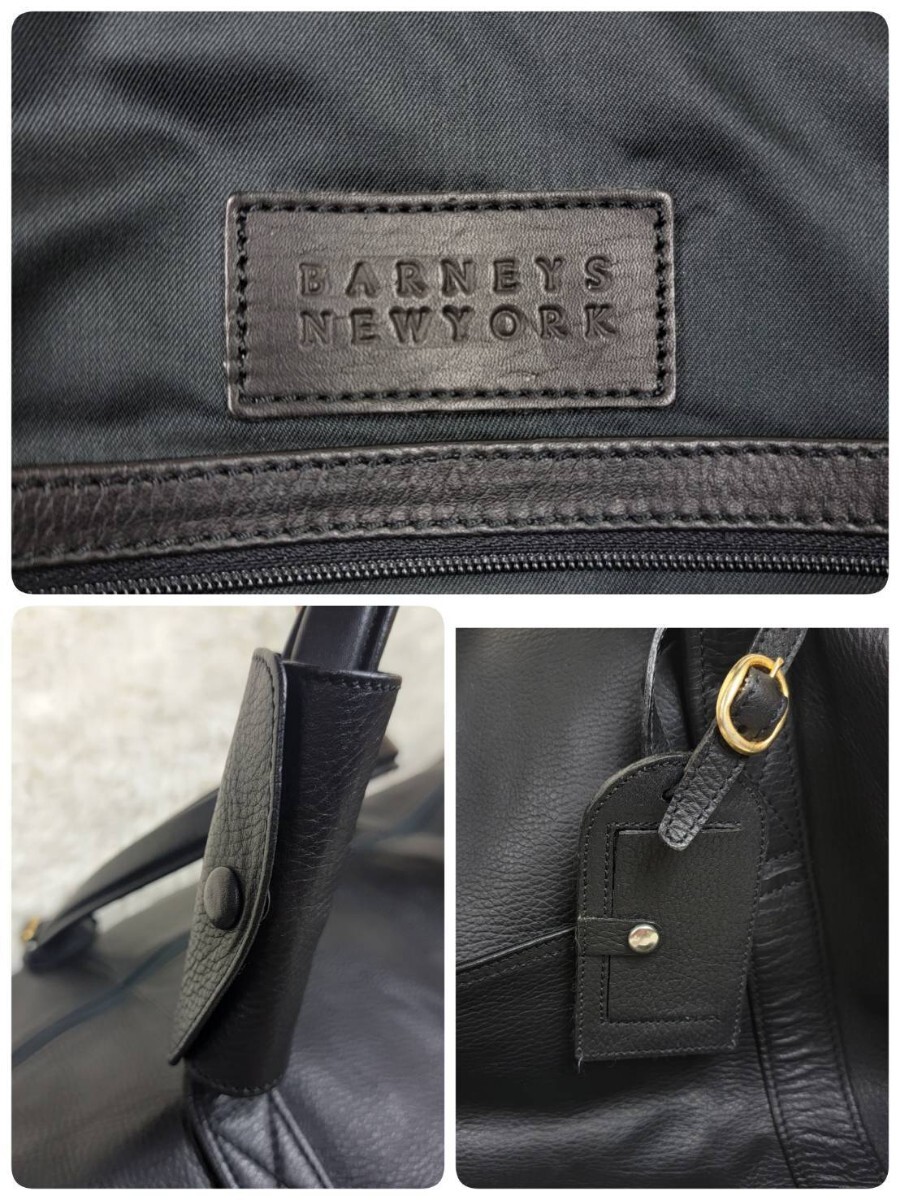 1 jpy!![ hard-to-find ] extra-large high capacity BARNEYS NEWYORK Barneys New York Mercedes Benz Boston bag 2way business black leather 
