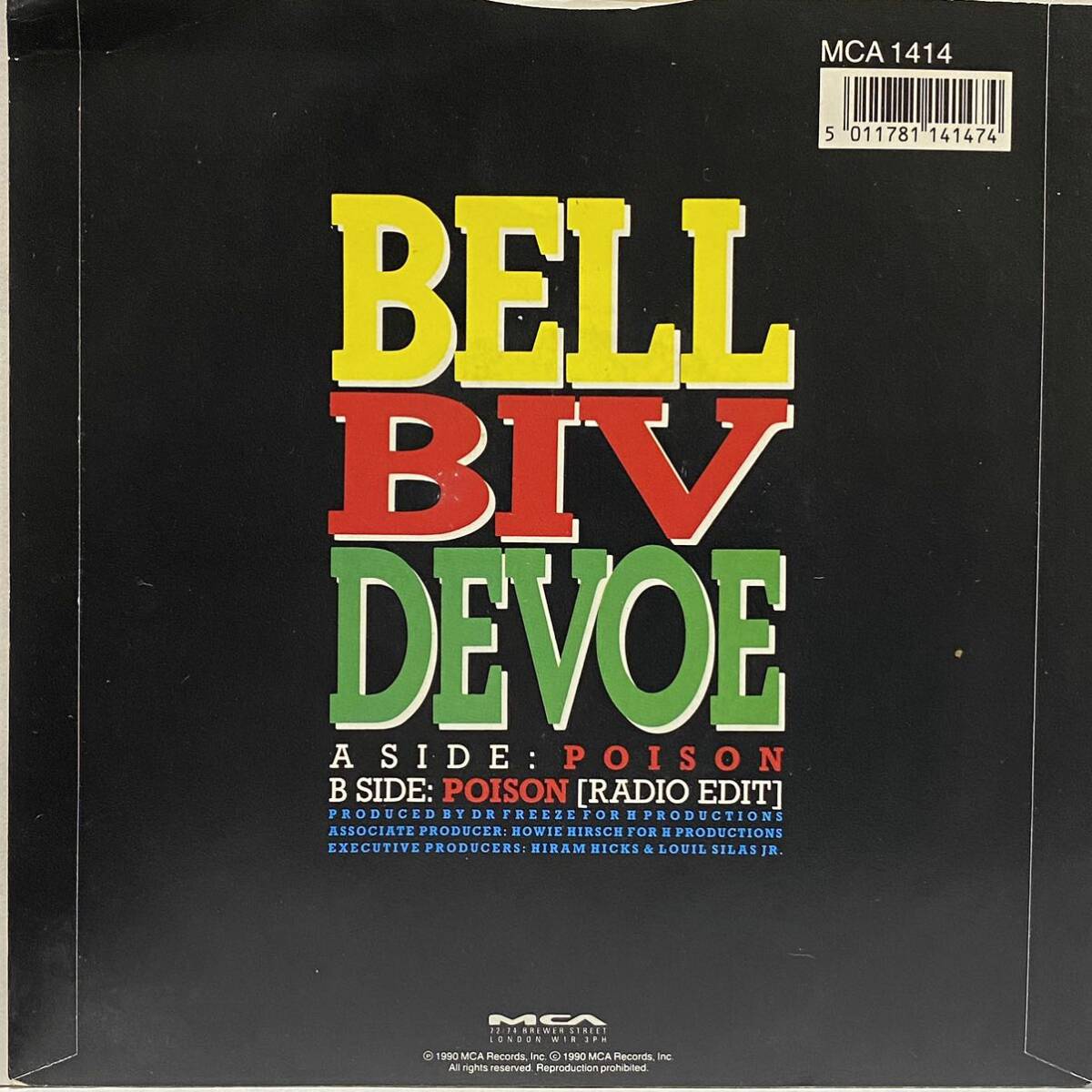 bell biv devoe poison 7inch 7インチ 45 EP r&b NJS new jack swing new edition bobby brown Ralph Tresvant 90s hip hop rap _画像2