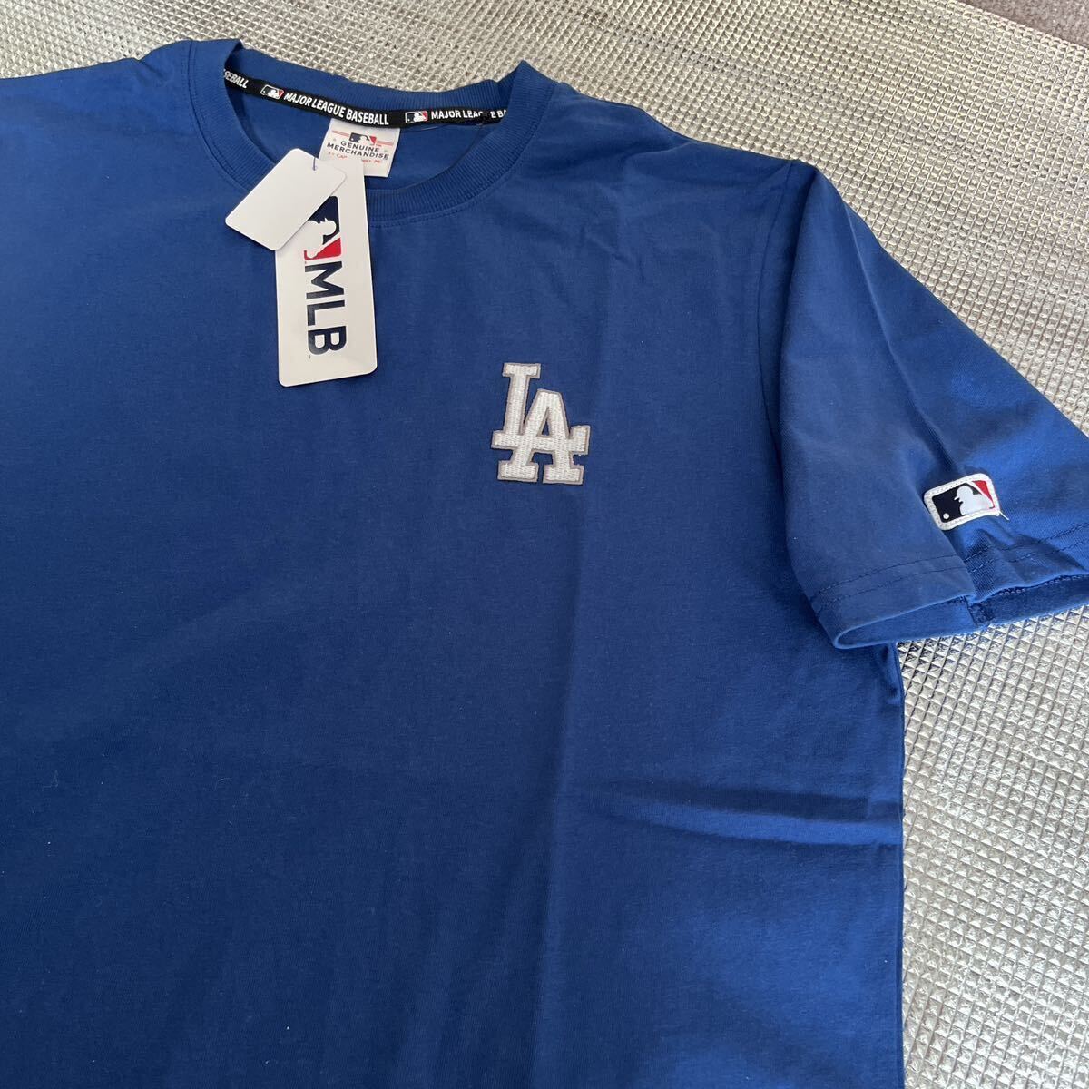 ４Ｌサイズ 新品 MLB 半袖シャツ ロサンゼルス ドジャース 大谷翔平 メジャーリーグ ロゴTシャツ ブルーの画像4