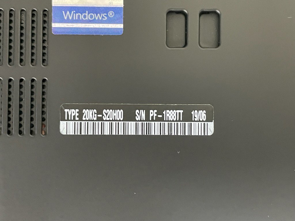 【UEFI起動確認済み／中古】ThinkPad X1 Carbon [TYPE 20KG-S20H00] (Core i5-8250U, RAM8GB, SSD 無し) ACアダプタ付き●UEFI-BATT NGの画像9