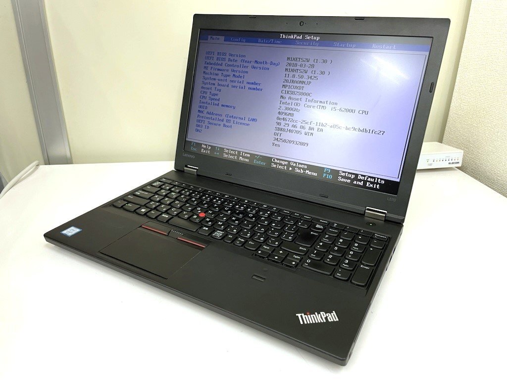 【UEFI起動確認済み／中古】ThinkPad L570 【20JR-A0NNJP】 (Core i5-6200U, RAM4GB, HDD無し[OS無し]) ★本体＋ACアダプタの画像1