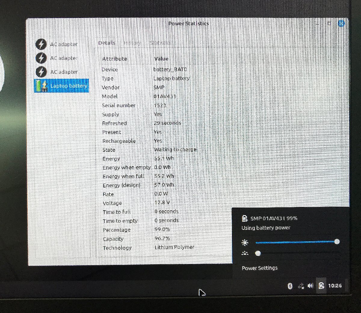 【UEFI起動確認済み／中古】ThinkPad X1 Carbon [TYPE 20KG-S20H00] (Core i5-8250U, RAM8GB, SSD 無し) ACアダプタ付き●UEFI-BATT NGの画像6