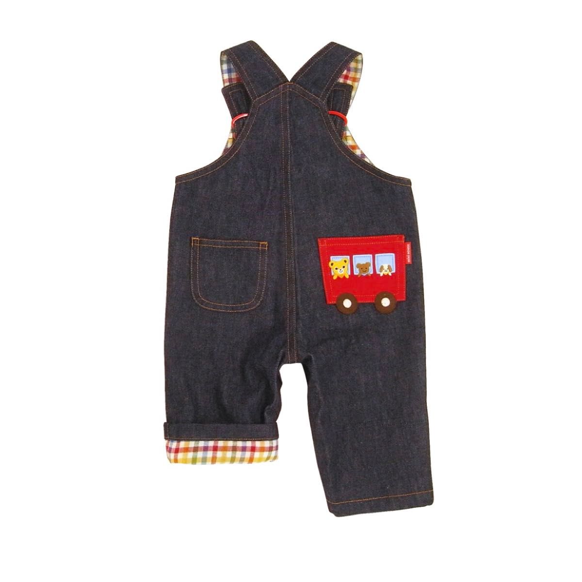 新品【ミキハウス】オーバーオール サイズ90 汽車ぽっぽ MIKI HOUSE（ミキハウス）の「汽車ぽっぽー オーバーオール