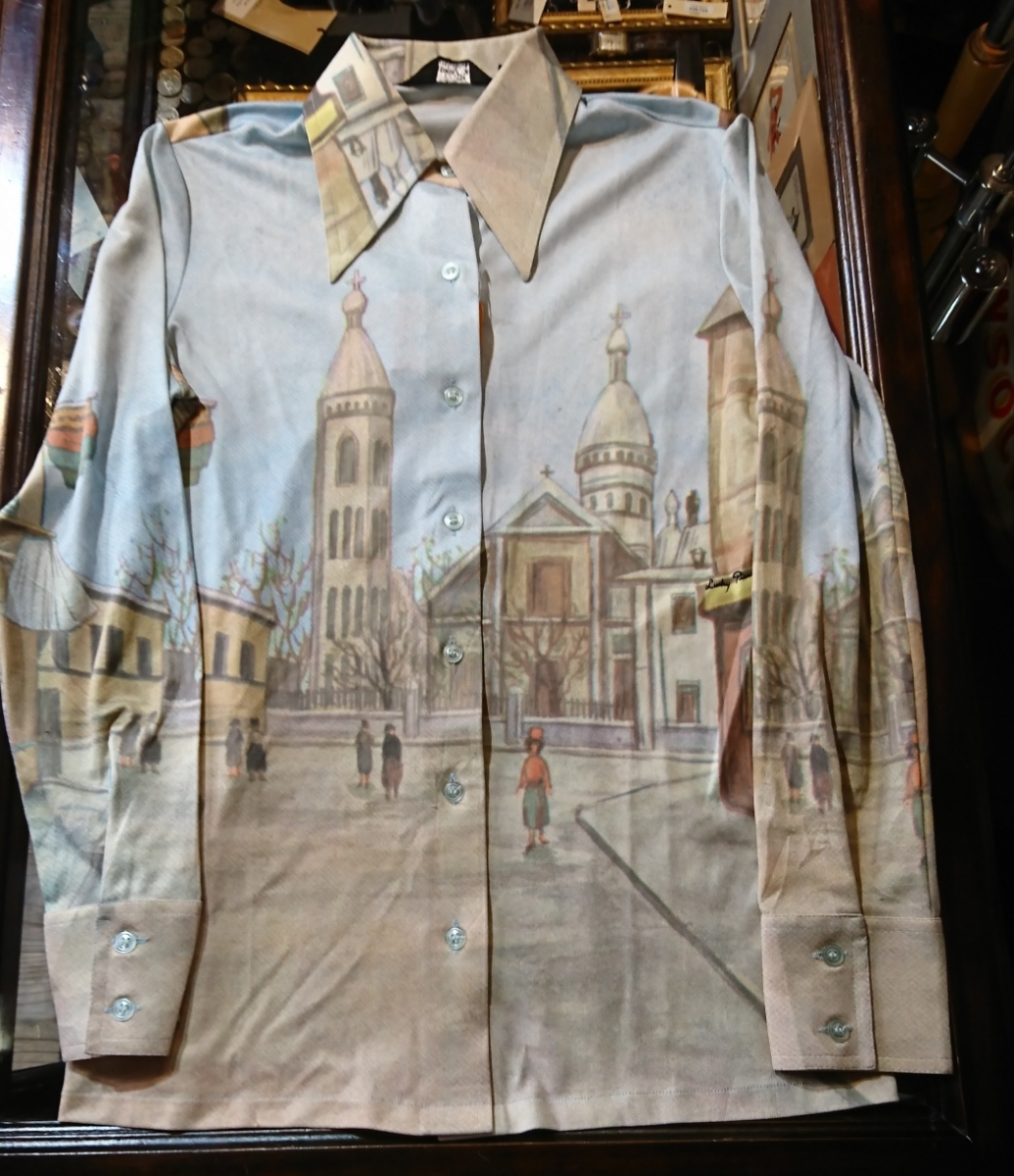 70s vintage shirt ヴィンテージ ポリシャツ レア 一点物 レディース