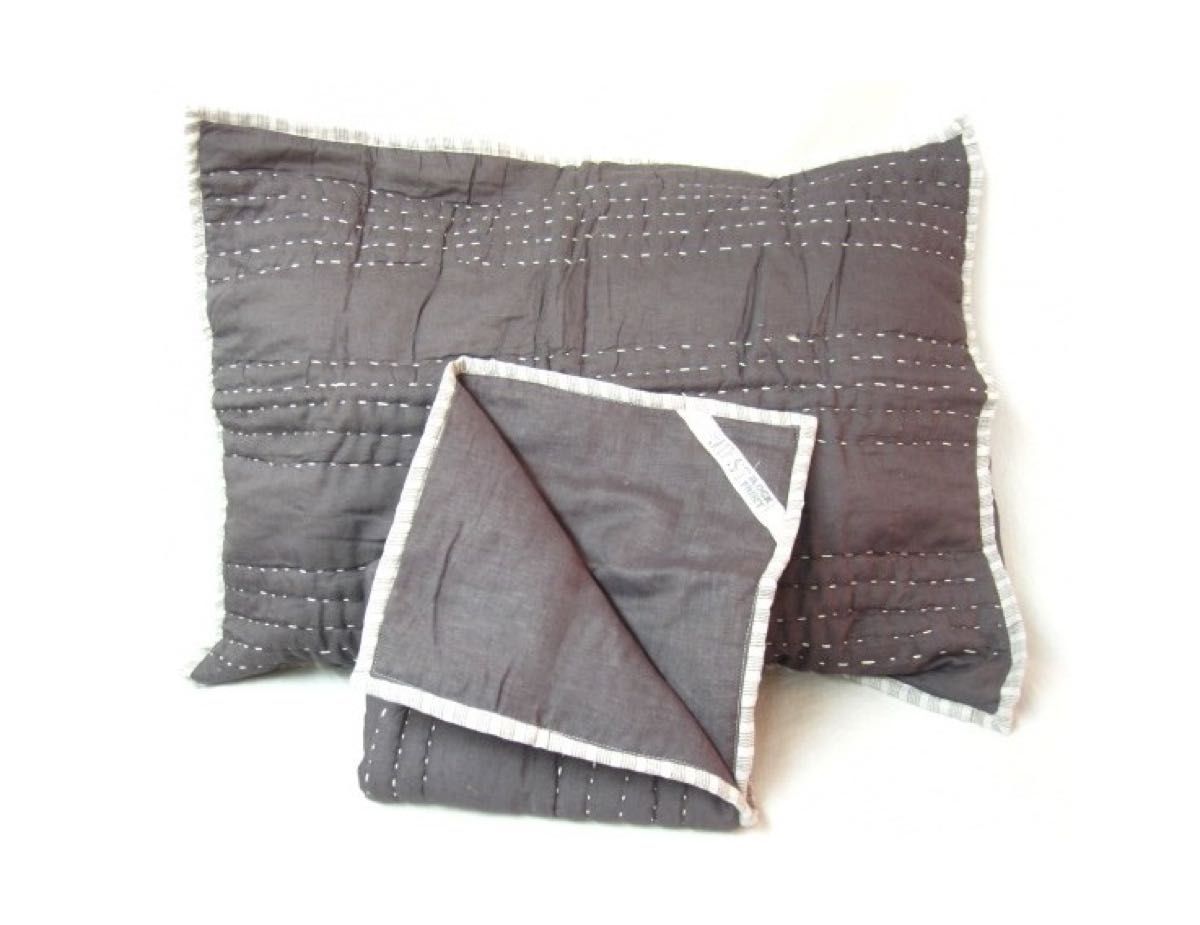 新品  ≒50ｘ66cm　枕カバー 2枚組 2枚セット ニューヨーク JAY ST. BLOCK製 グレー 100%コットン