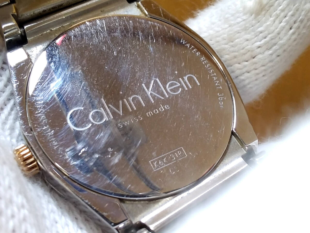 [ работа средний ] Calvin Klein K6K 31B Quartz Wrist Watch with Date Calvin * Klein кварц наручные часы 