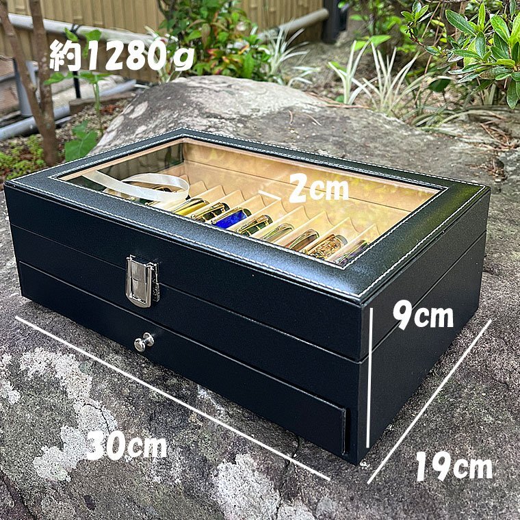 ** new arrival! pen box 24ps.@ storage 2 -step type PU leather made acrylic fiber top fountain pen inserting drawer storage . convenience collection BOX new goods 1 jpy ~/M412*