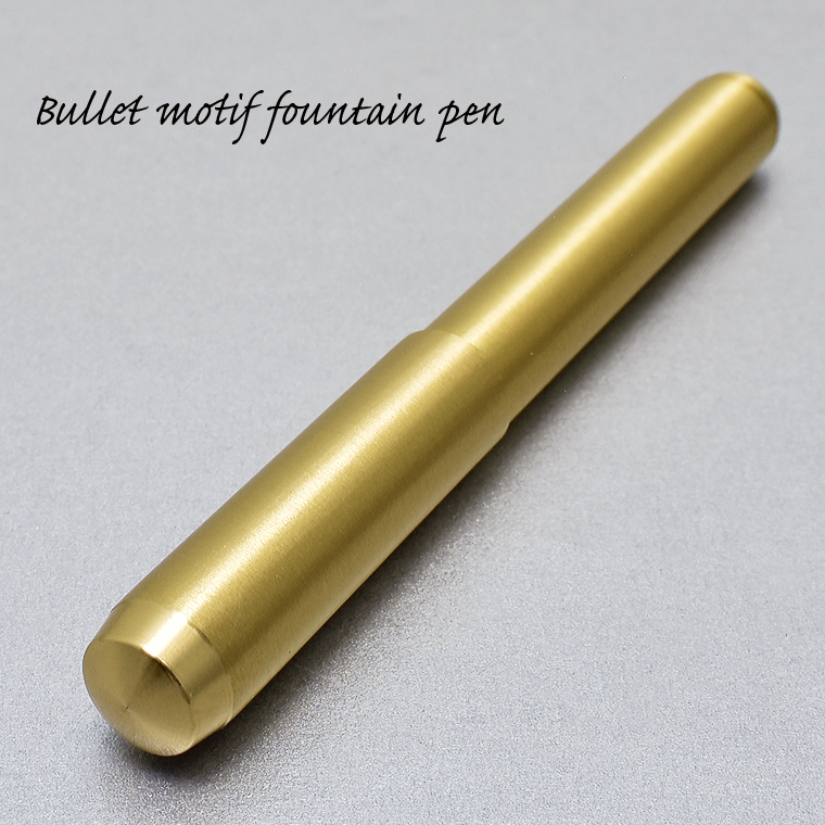 ◆●【DELIKE/ディライク】真鍮万年筆 弾丸のようなボディ 金属製 ゴールドカラー 重厚 F(細字) コンパクトサイズ 両用式 新品 1円/MN1G-F_画像3