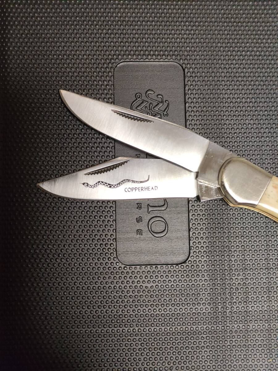 PARKERCUTLERY COPPERHEAD 牛骨柄 (2刀）クラフトナイフ（日本製）中古未使用の画像3