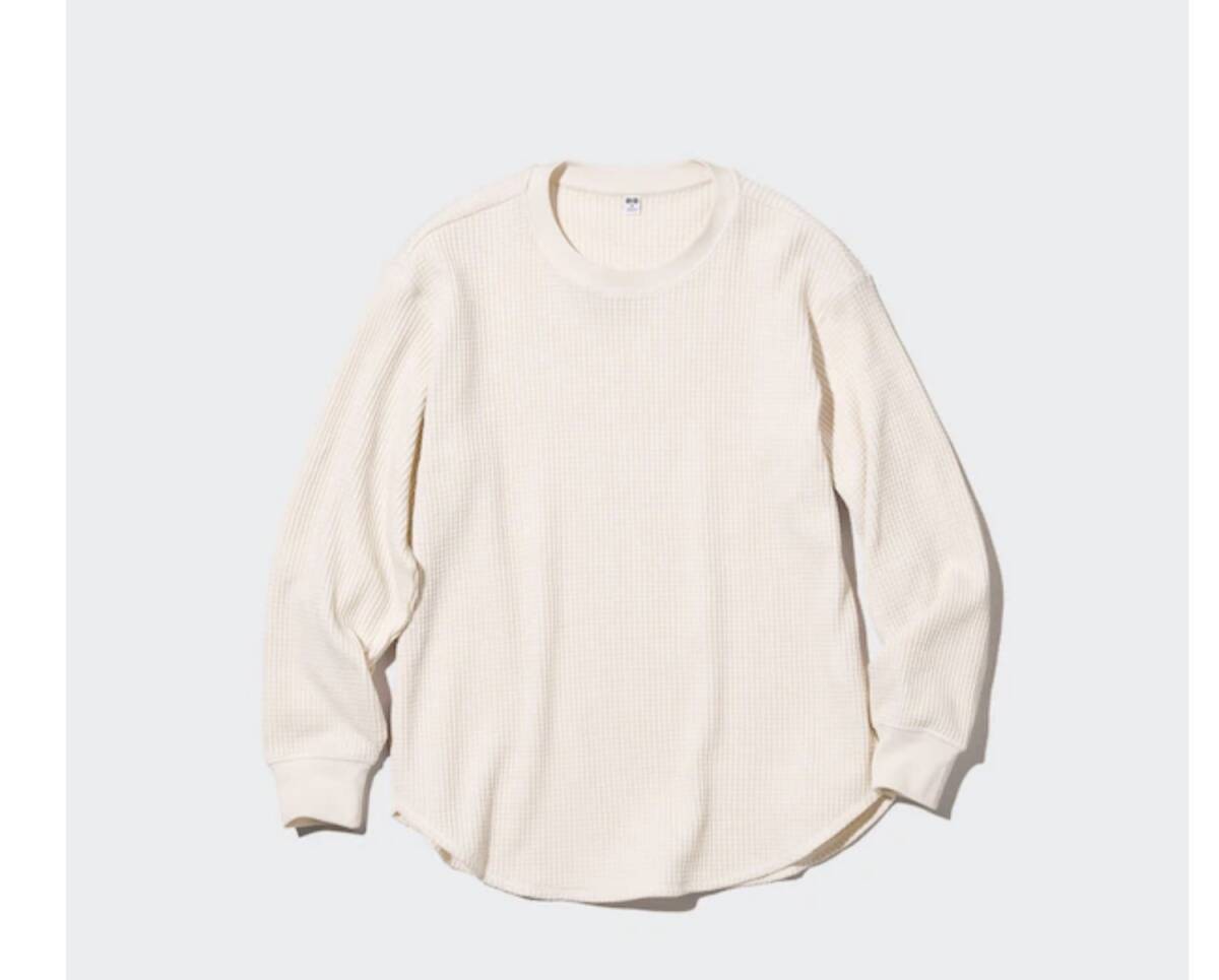 美品 UNIQLO ワッフルクルーネックT(長袖)ホワイト白Sサイズ 美品 UNIQLO ワッフルクルーネックT(長袖)ホワイト白Sサイズ
