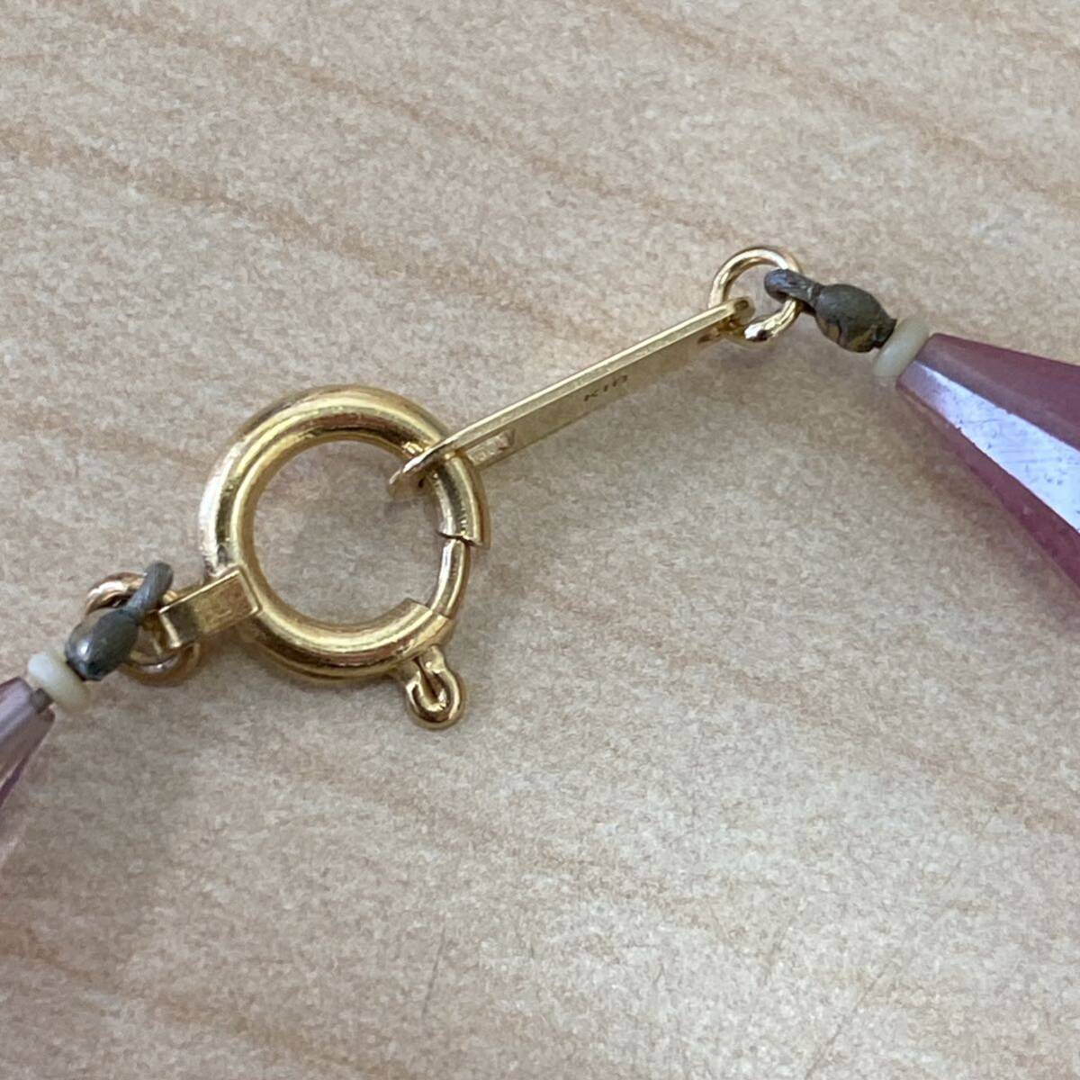 [TM0413] K18 stamp equipped stone attaching necklace approximately 13.5g pink . stone unknown color stone? accessory scratch equipped dirt equipped 