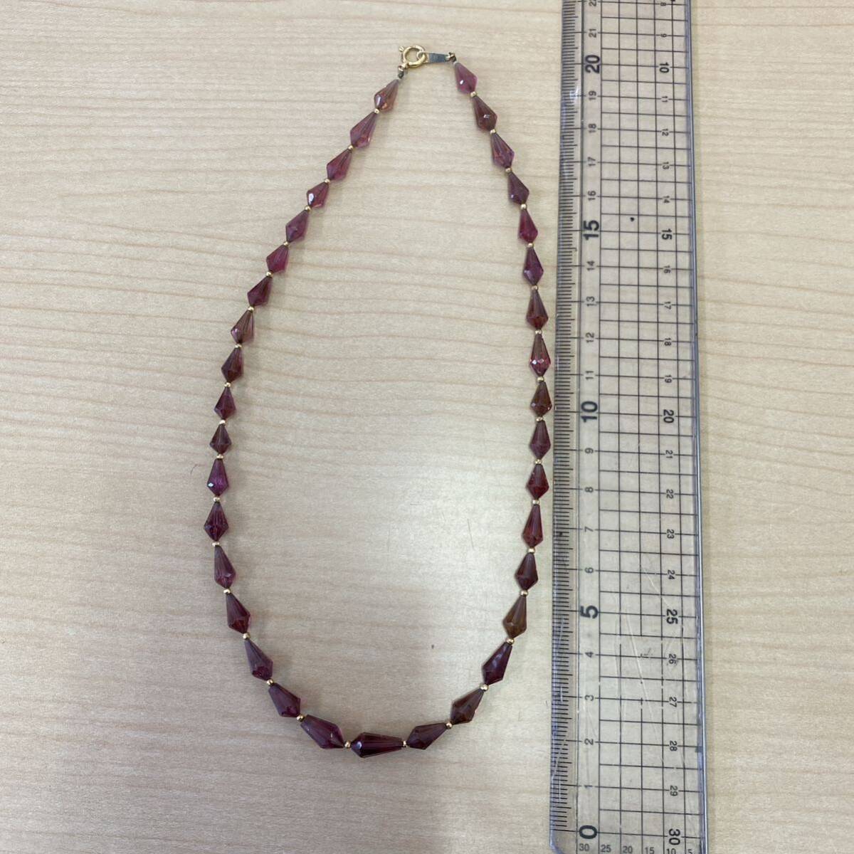 [TM0413] K18 stamp equipped stone attaching necklace approximately 13.5g pink . stone unknown color stone? accessory scratch equipped dirt equipped 