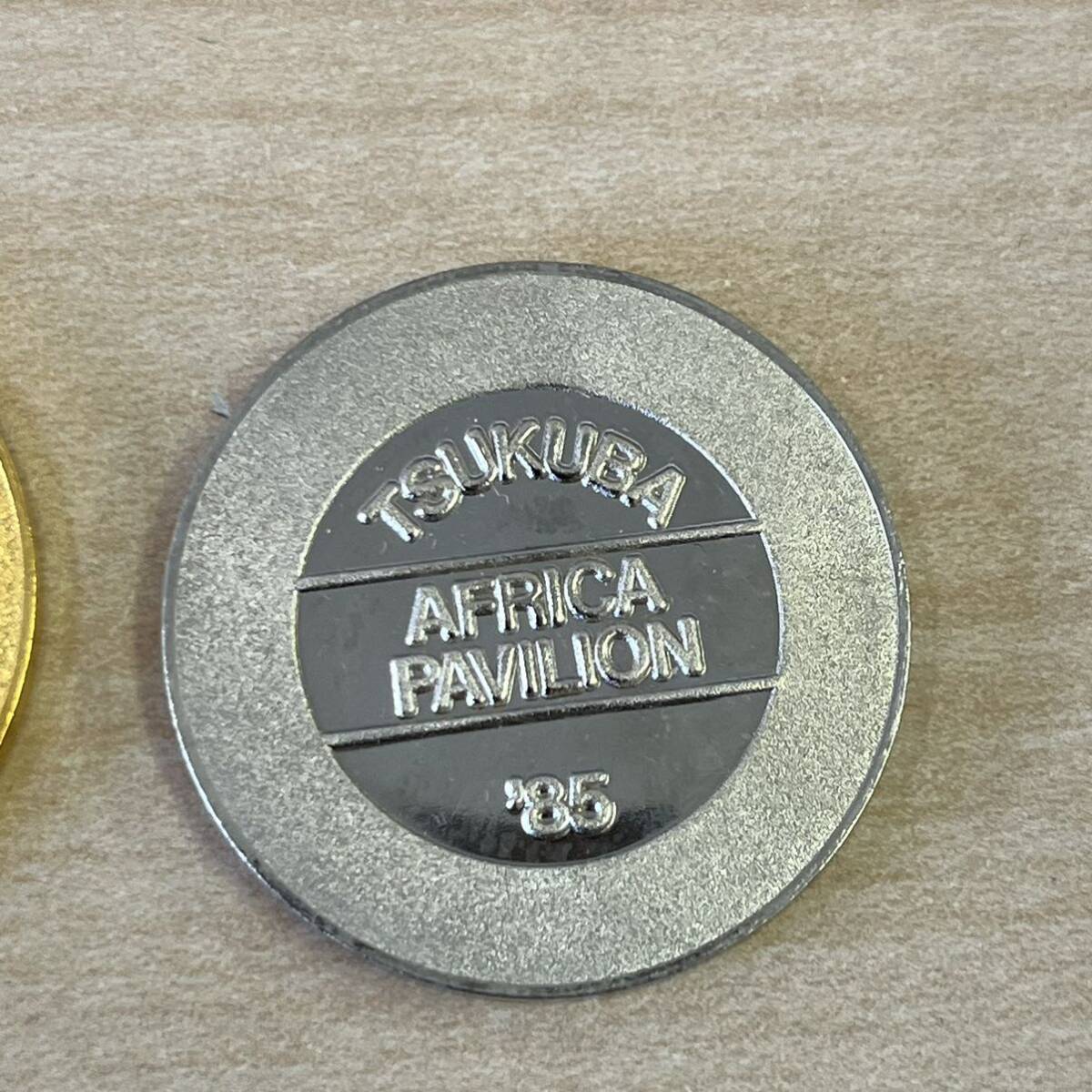 【TM0414】つくば科学万博 TSUKUBA アフリカ館 ご来場記念 メダル 記念コイン 2枚 ケース入りの画像6