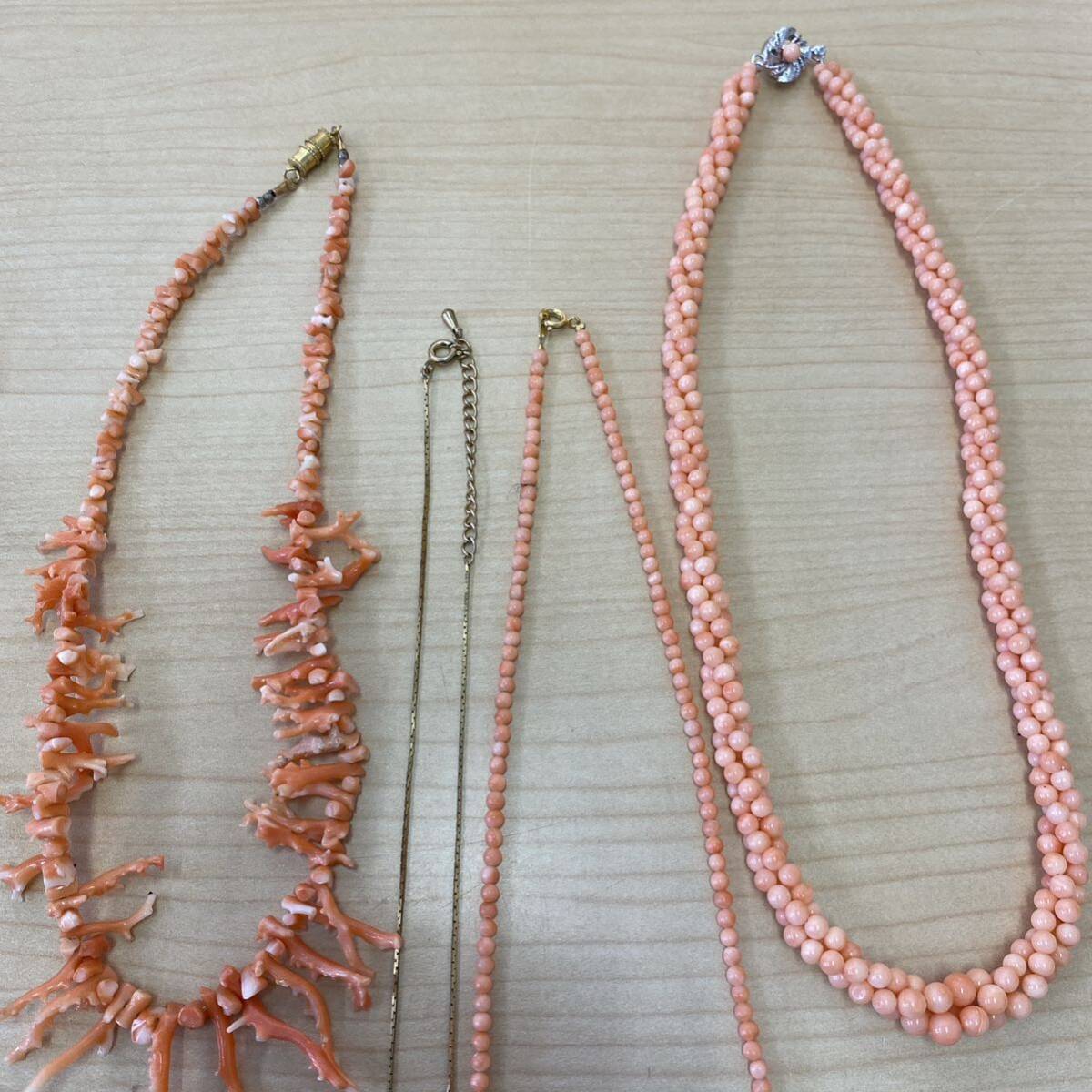 [*T0420] coral? san .?..? accessory summarize approximately 188g necklace earrings brooch tiepin etc. scratch dirt equipped equipped 