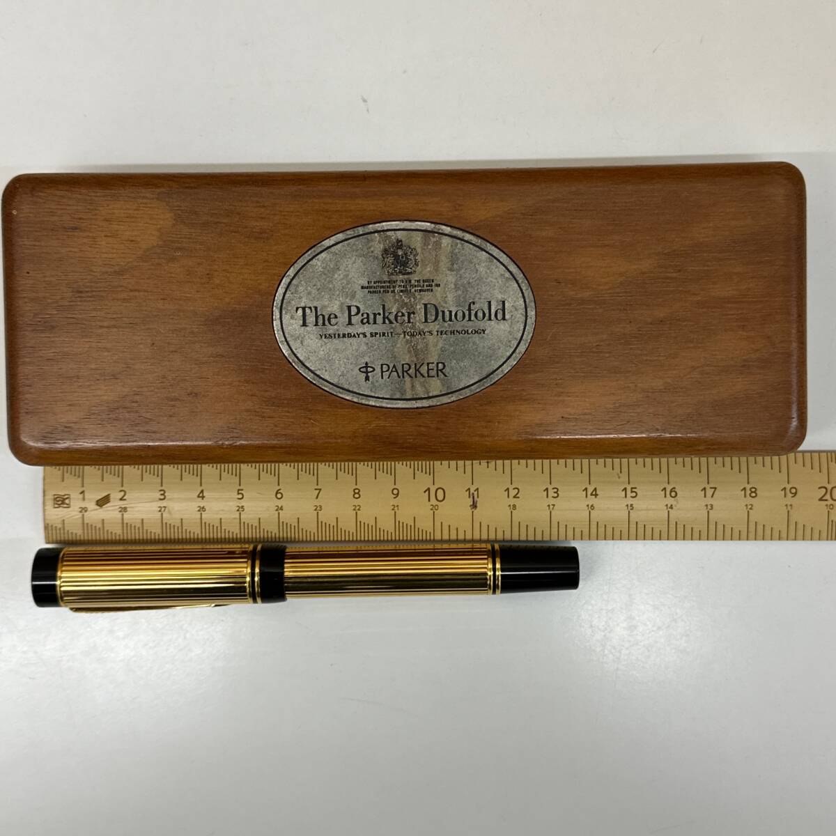 【TM0429】PARKER パーカー デュオフォールド 万年筆 ペン先18K 750 木製ケース付 ゴールド × ブラックカラー 筆記用具 文房具の画像9