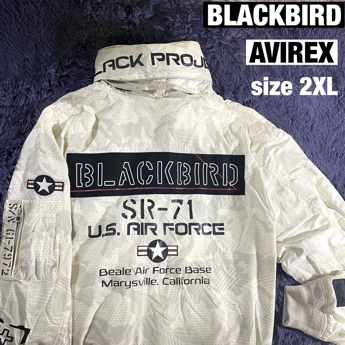 【AVIREX】BLACKBIRD SR-71 STAND ZIP 白2XL トップガン_画像1
