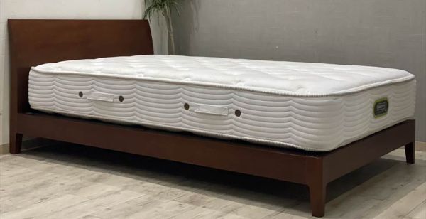 SIMMONS シモンズ 高級セミダブルベッドセット Beautyrest PREMIUM フレーム＋マットレス 幅124 長203cm ビューティーレスト 寝具 寝室 Aの画像1