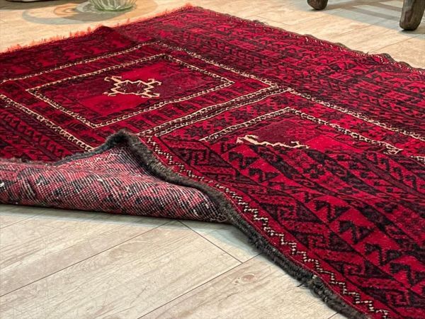 イラン産 トライバルラグ 186×111cm Vintage Baluch Persian Carpet バルーチ ウール ヴィンテージ手織り ペルシャ絨毯の画像1