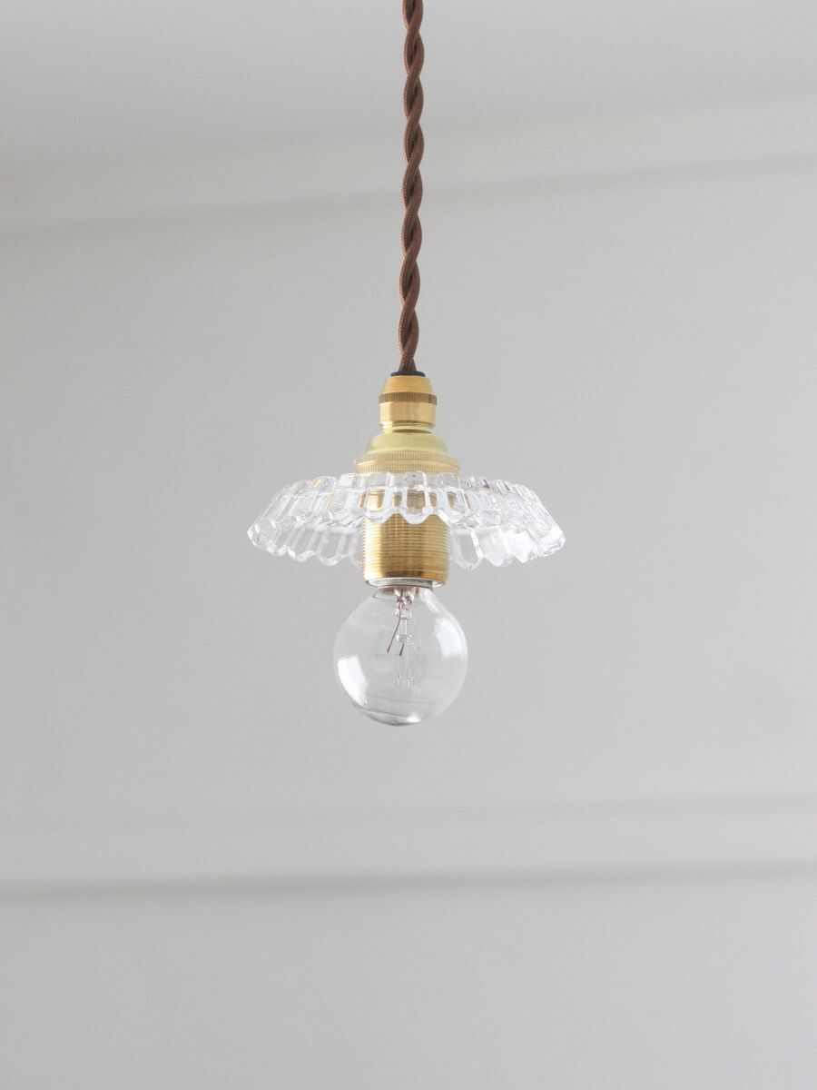 フランス オールドバカラ ガラス 小さな吊下げランプ1 アンティーク ミニ シャンデリア ペンダントライト シェードの画像5