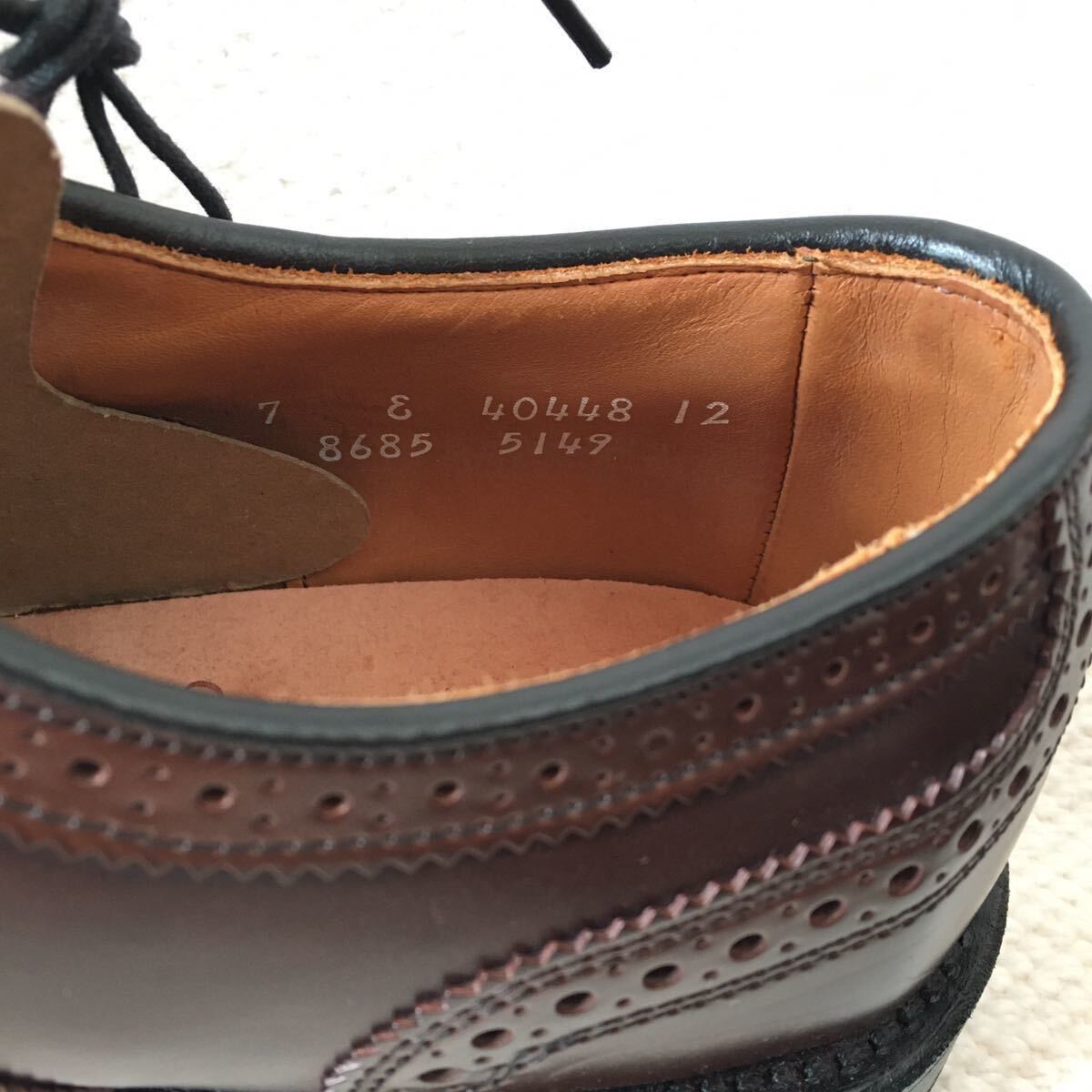 未使用 アレンエドモンズ Allen Edmonds コードバン cambridge 7E 8685 ウイングチップ ブラウン レザーシューズ 保存袋 靴ベラ アメリカ製の画像4