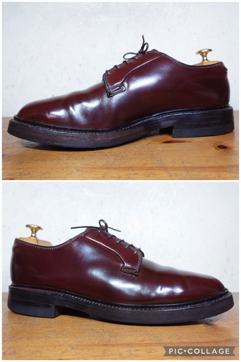 【VINTAGE/送料無料】USA製 FLORSHEIM Imperial/フローシャイム コードバン ケンムール プレーントゥ 71/2E 25.5cm相応 赤茶/alden regal_画像3