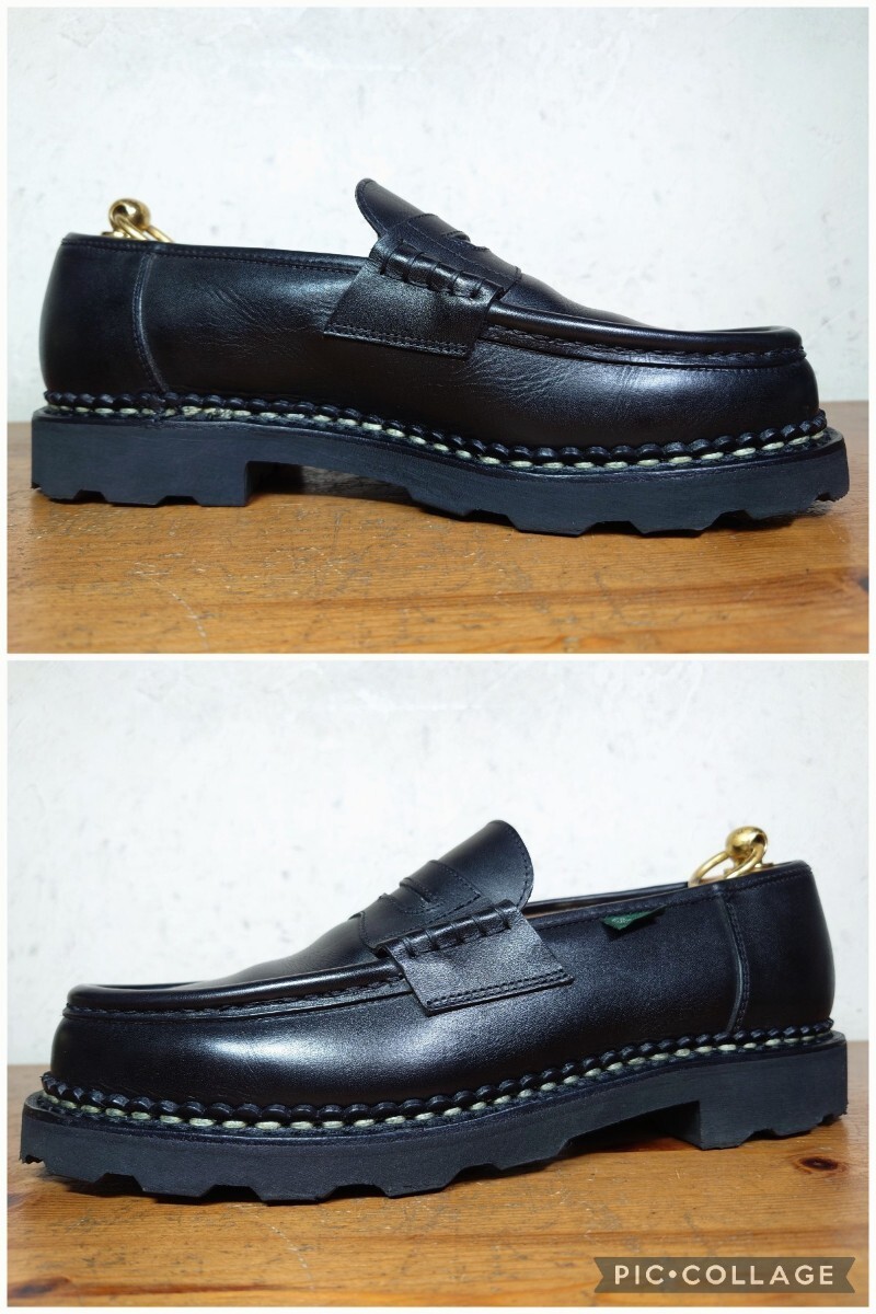 [1 times use degree / free shipping ] FRANCE made Paraboot/ Paraboot REIMS Ran s coin Loafer UK61/2 25cm corresponding black black /mi frog 