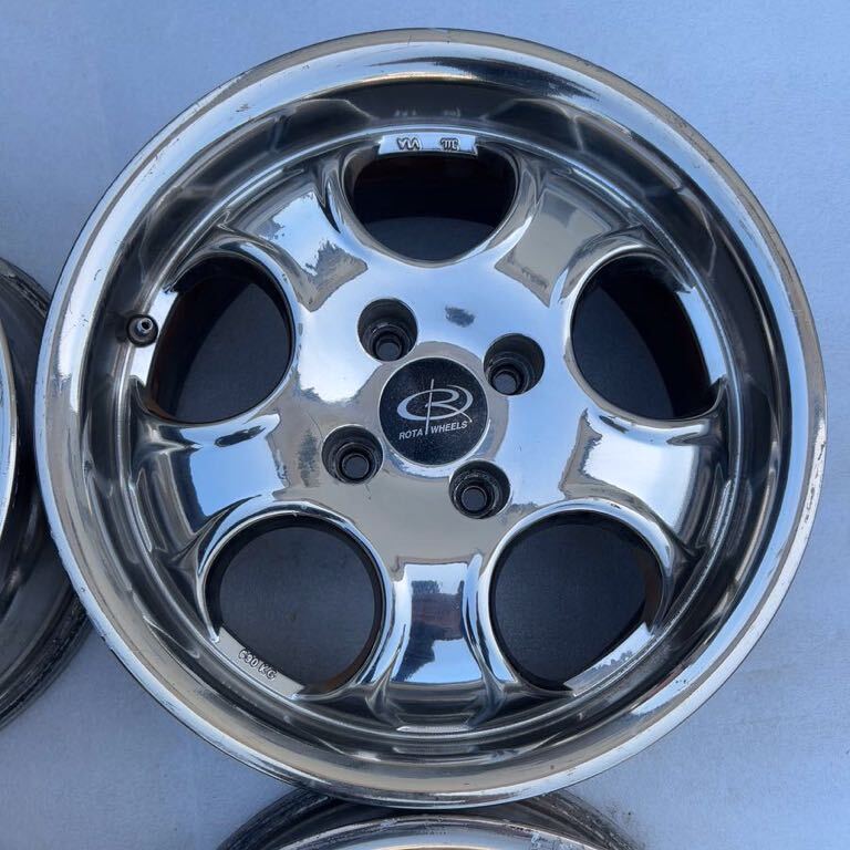 希少 深リム ROTA WHEELS 15インチ アルミホイール 4本セット 6.5Jx15 +38 P.C.D100の画像5