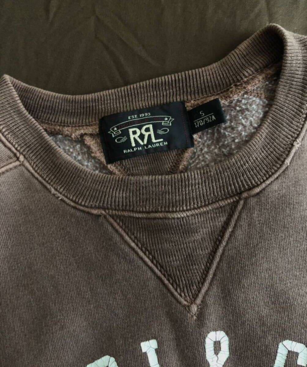 【名作】極美品 RRL BROWN GARMENT DYE SWEAT ダブルアールエル ブラウン ガーメントダイ スウェット カレッジ トレーナー S_画像3