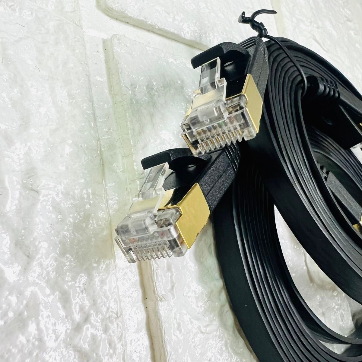 【開封のみ】CAT6 LANケーブル2m フラットケーブル 黒 有線