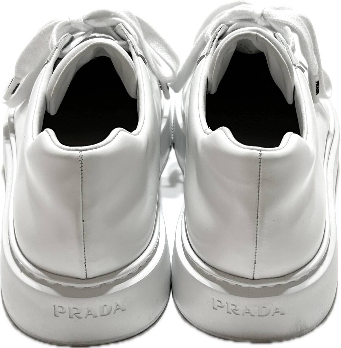 正規品 PRADA NEW SNEAKER FONDO CASSETTA 4E3489 白 9.5 プラダ レザースニーカー 本物_画像3