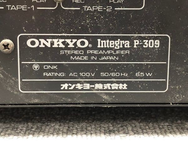 C333-CH12-86 ONKYO オンキョー Integra P309 STEREO PREAMPLIFIER プリアンプ コントロールアンプ 音響機器 ※通電確認済みの画像7