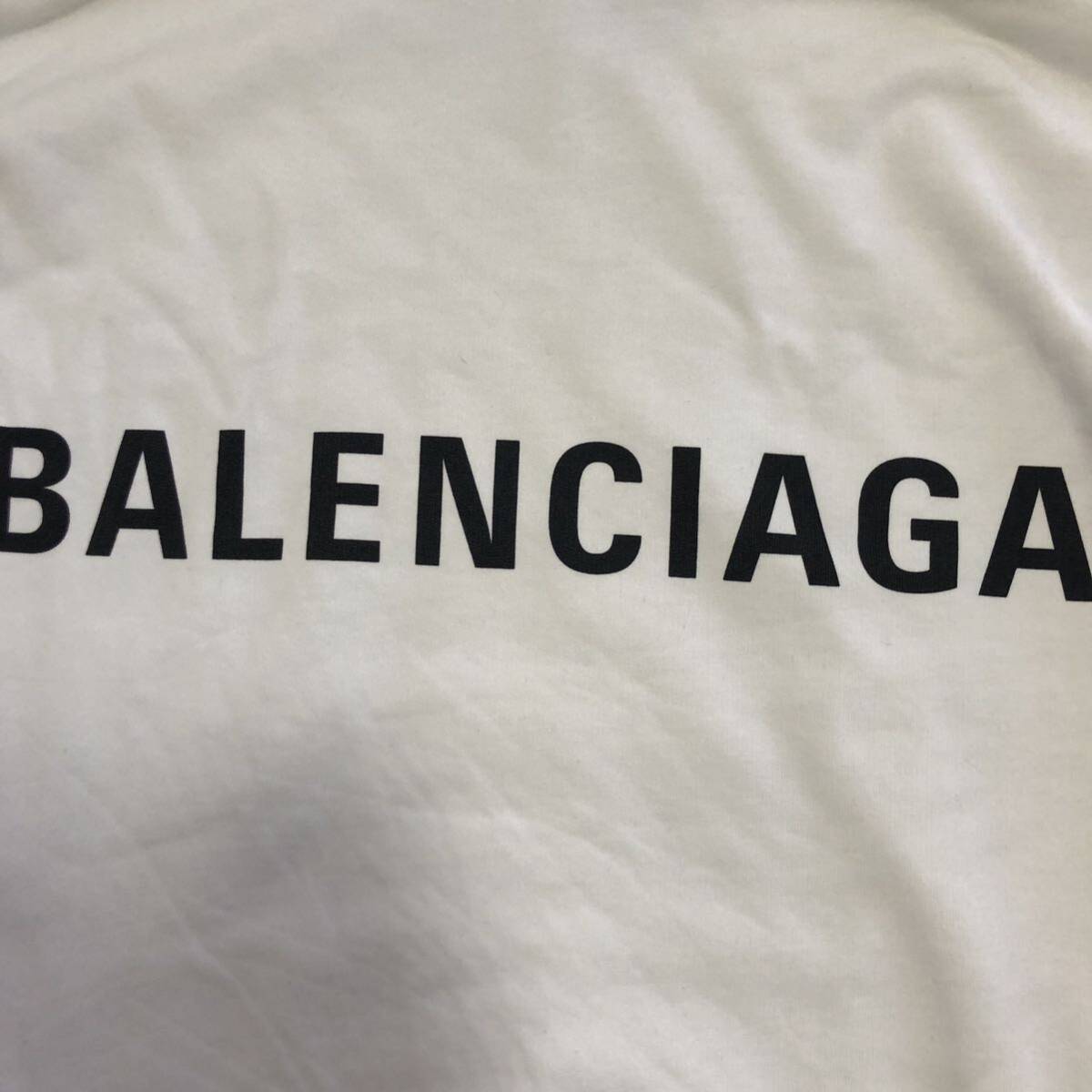 希少 BALENCIAGA バレンシアガ スウェットパーカー バックロゴ プリント プルオーバー オーバーサイズ XS(L相当) ホワイト白 の画像8