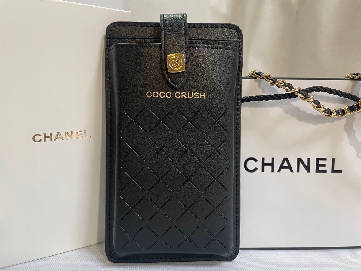 CHANEL GWP COCO CRUSH VIP ノベルティ 黒 携帯ショルダーポーチ CHANEL GWP COCO CRUSH VIP ノベルティ 黒 携帯ショルダーポーチ
