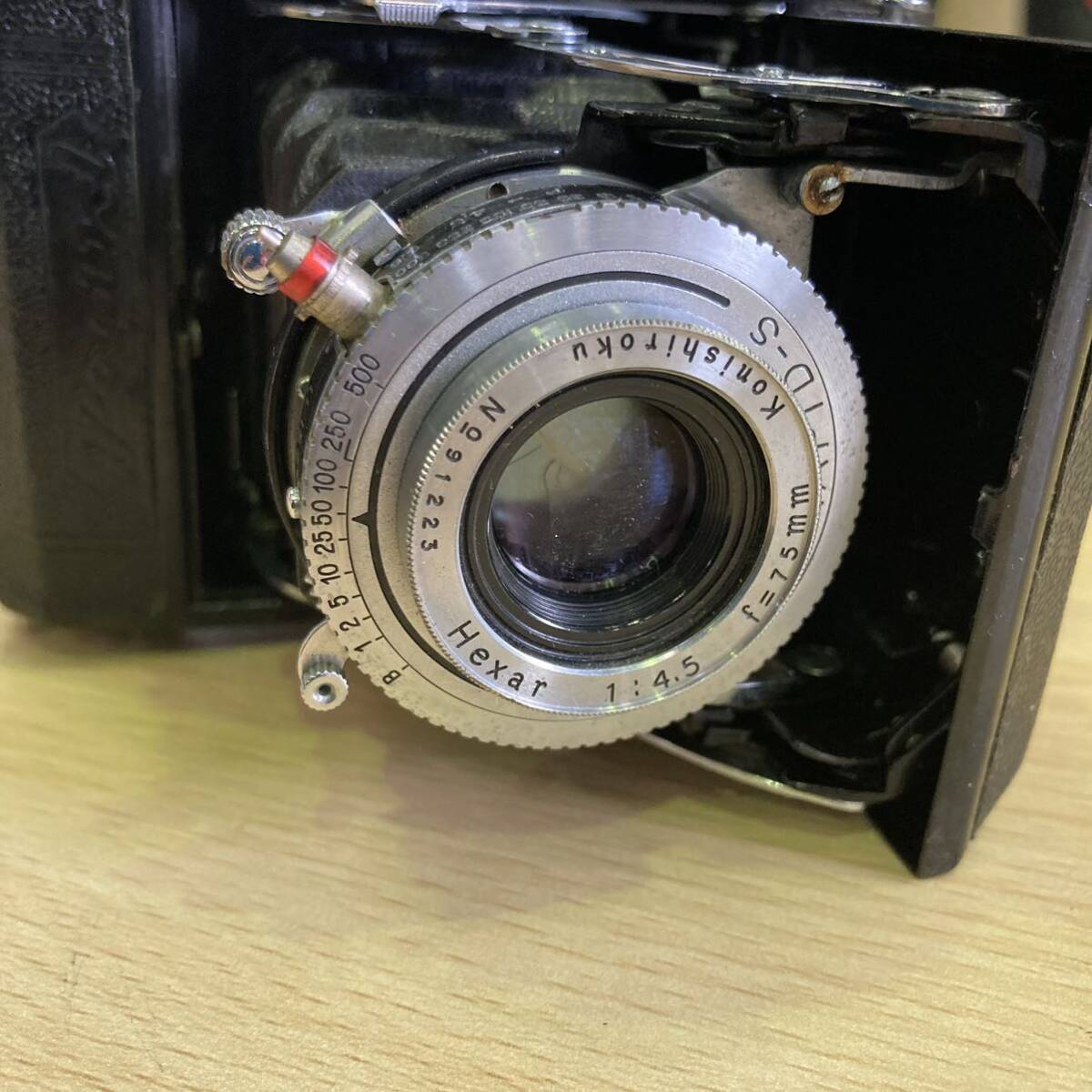 西542 Hexar Konishiroku KONIRAPID-S 75mm F4.5 蛇腹カメラ s2740 フィルムカメラ No.91223 Pearl IIの画像3
