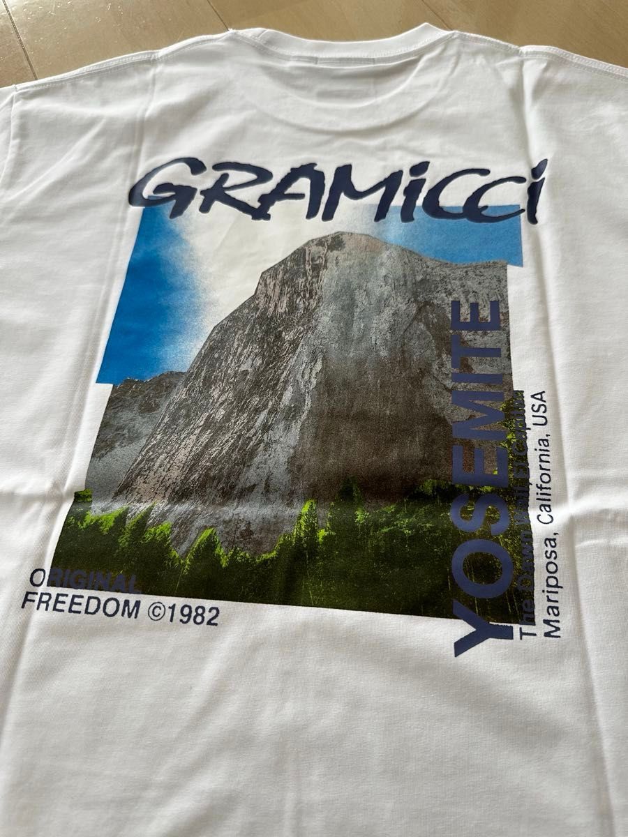 ★30%off★ 新品 GRAMICCI グラミチ Tシャツ 半袖 クライミング TEE ホワイト L バック プリント フォトT