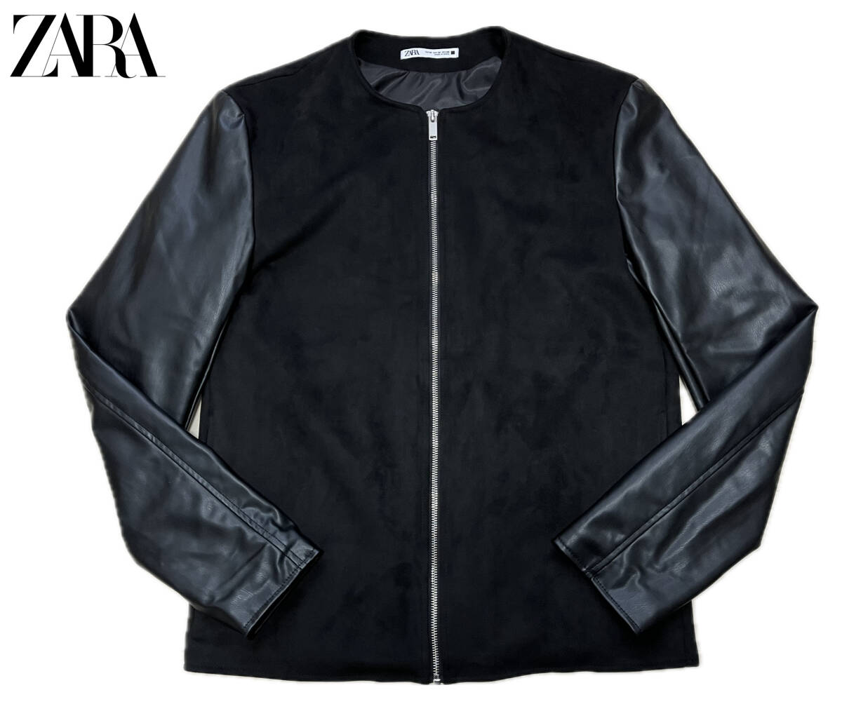 ☆ZARA ザラ PUレザー フェイクスエード 切替 ノーカラー ☆ZARA ザラ PUレザー フェイクスエード 切替 ノーカラー